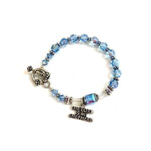 Blue Crystal with Sterling Silver Charm Bracelet #faith #handmade